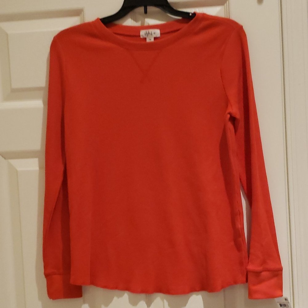 Style & Co Fiery Red Waffle Pullover - Sz Petite S - NWT